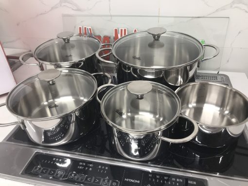 Bộ Nồi Fissler 9 Món Cao Cấp 5 Nồi Thiết Kế Thép Không Gỉ - Hình Ảnh 3