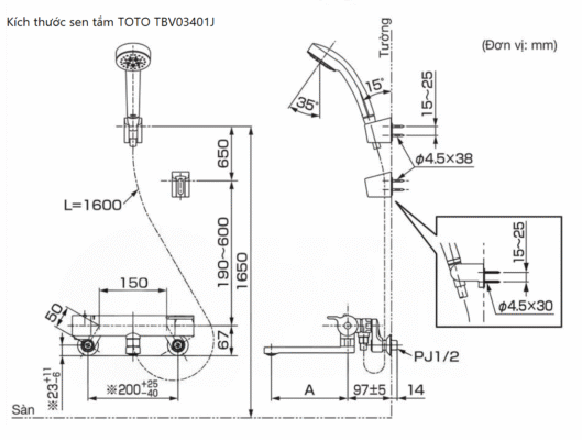 Sen Tắm Toto Tbv03401J1 Khống Chế Nhiệt Độ