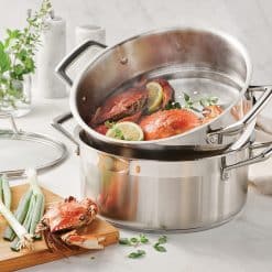 Bộ xoong hấp bằng thép không gỉ 5 lít Tramontina, nắp kính cường lực 