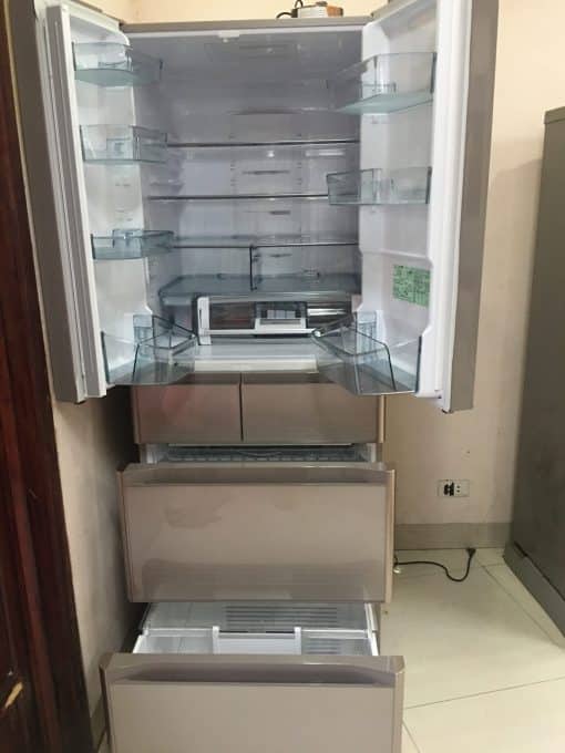 Tủ Lạnh Hitachi R-Xg51J-Xn (Màu Vàng Cát) Với 6 Cánh Mặt Gương Và Ngăn Hút Chân Không