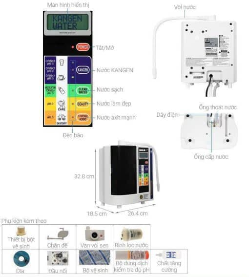 Máy Lọc Nước Điện Giải Ion Kiềm Kangen Leveluk Sd501 7 Tấm Điện Cực Tạo Ra 7 Loại Nước