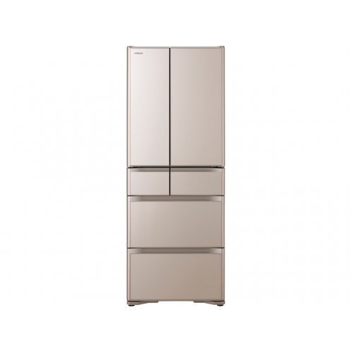 Tủ lạnh hitachi r-hw60k-xn (vàng cát) thiết kế 6 cánh cửa với mặt gương pha lê