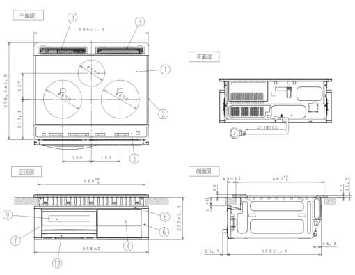 Bếp Từ Âm Hitachi Ht-H60S Màu Bạc Hai Từ Một Hồng Ngoại Và Lò Nướng