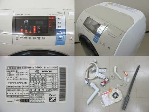 Máy giặt hitachi bd-v3600l lồng nghiêng có sấy, giặt 9kg và sấy khô 6kg