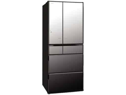 Tủ lạnh hitachi r-x6200e inverter 6 cửa 620l mặt gương hút chân không vuốt mở cửa tự động