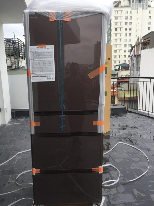 Tủ lạnh hitachi r-xg51j-xh (màu nâu) có 6 cửa gương kính và ngăn hút chân không