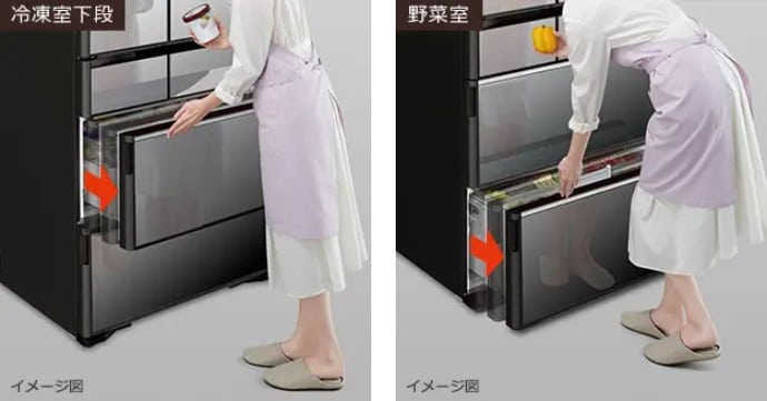Tủ lạnh hitachi r-wxc74t dung tích 735l màu đen mặt gương pha lê mẫu mới 2023