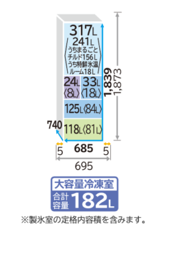 Hwc62X Kich Thuoc - Tủ Lạnh Hitachi R-Hwc62X Dung Tích 617 Lít